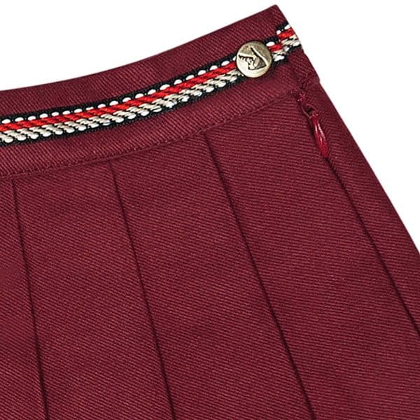 pleated skirt in burgundy plum cotton gabardine for girls from 2 to 12 years