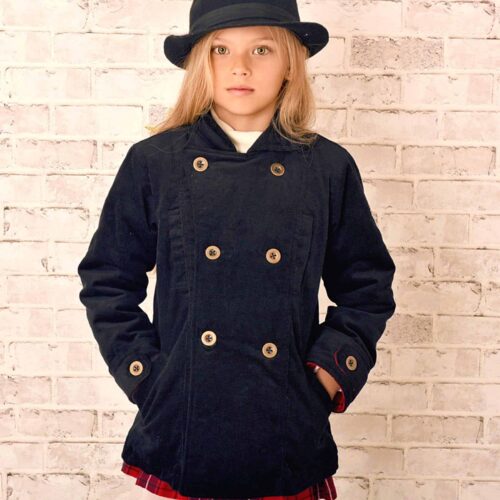 Craquez pour ce Magnifique Manteau Caban en Velours Noir pour Filles et Garçons de la Marque de Mode pour enfants LA FAUTE A VOLTAIRE