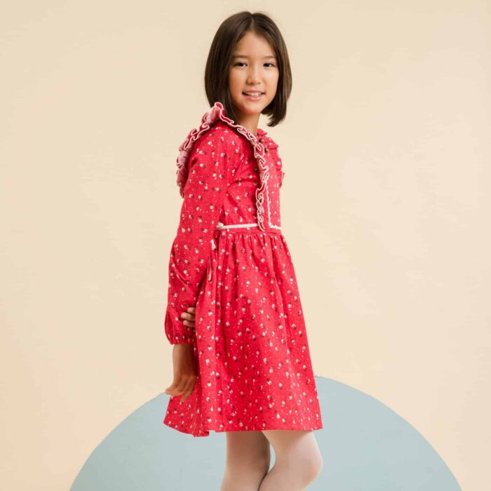 Dark pink and light blue checkered dress for girls from the children's fashion brand LA FAUTE A VOLTAIRE