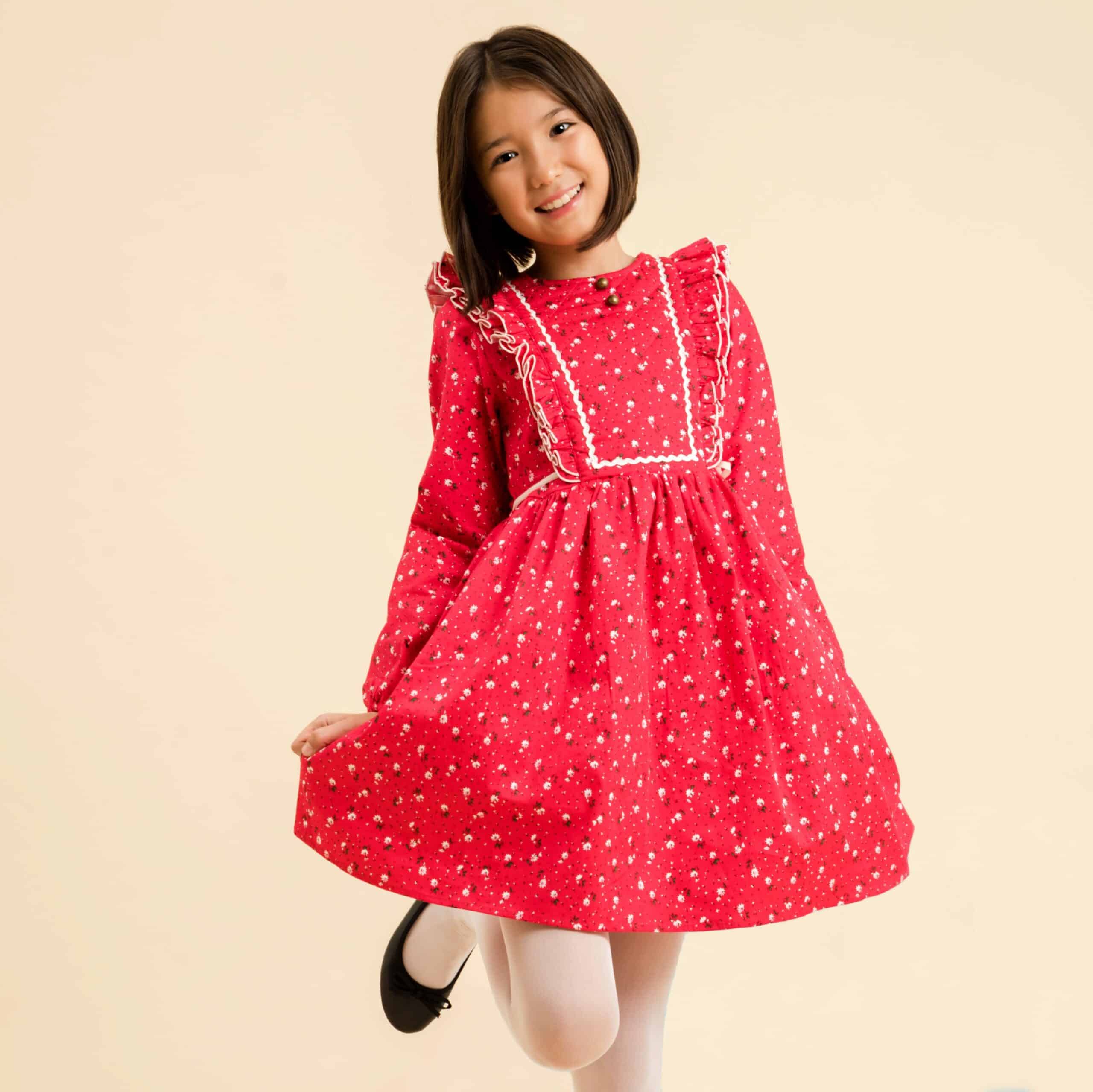 Dark pink and light blue checkered dress for girls from the children's fashion brand LA FAUTE A VOLTAIRE