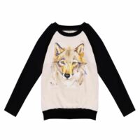 Sweat Shirt Pull Loup Sweat Tendance Beige Imprimé Loup Garçon