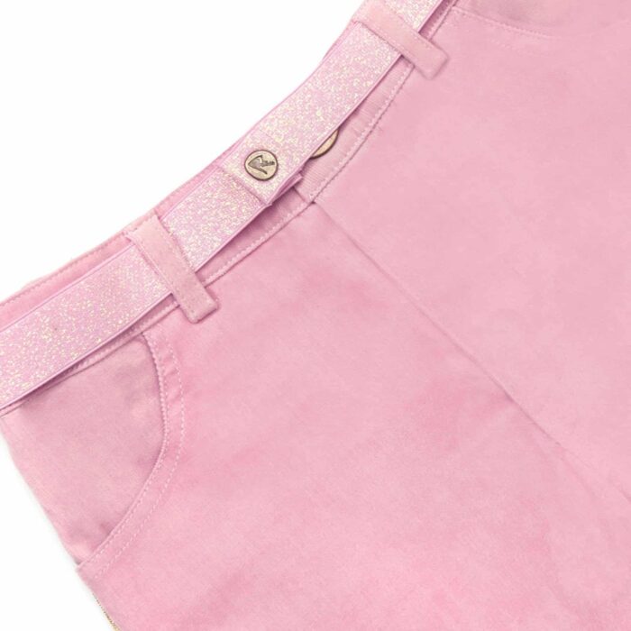Joli pantalon en velours rose pâle en coton stretch pour filles et fillettes de la marque de mode pour enfants la faute a voltaire