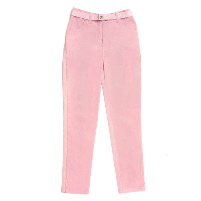 Joli pantalon en velours rose pâle en coton stretch pour filles et fillettes de la marque de mode pour enfants la faute a voltaire