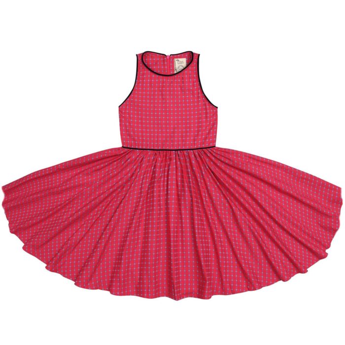 Robe qui tourne à carreaux rose foncé et bleu clair pour filles de la marque de mode pour enfants LA FAUTE A VOLTAIRE