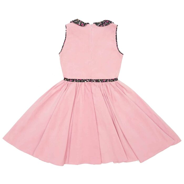 Cute spinning dress for girls in pale pink velvet from the children's fashion brand LA FAUTE A VOLTAIRE