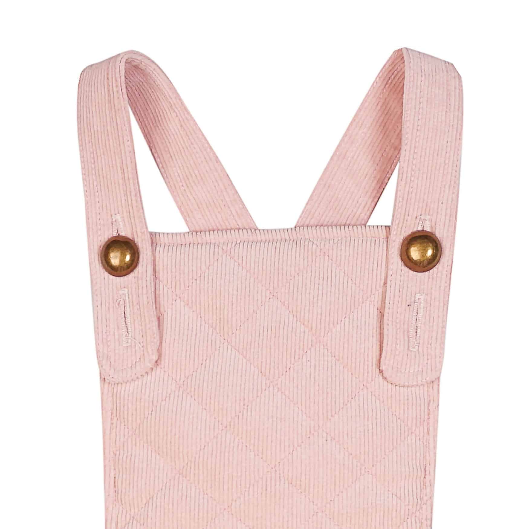 dungarees dress in pale pink velvet for girls and young women of the fashion brand for children la faute a voltaire