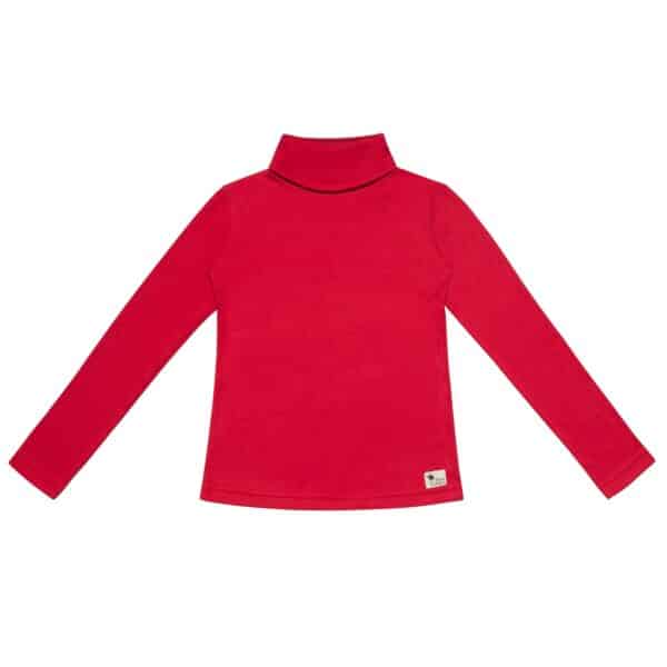 Soft red turtleneck sweater for girls and boys from the fair trade children's fashion brand LA FAUTE A VOLTAIRE