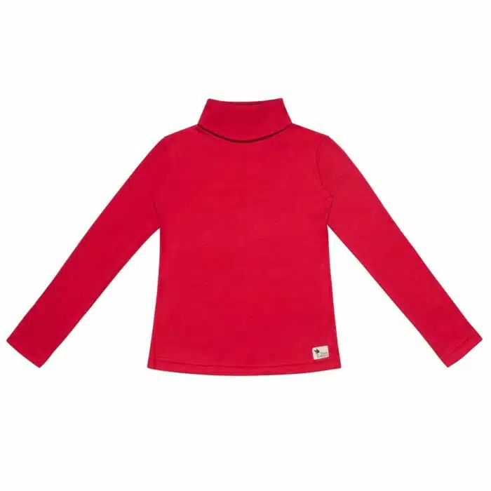 Sous pull col roulé rouge pour fille et garçon en coton extensible 4 directions tout doux de la marque de mode créateur pour enfant La Faute à Voltaire