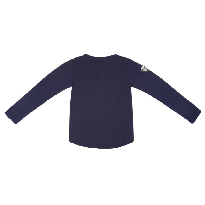 tee-shirt bleu marine à manches longues et col V en coton jersey très doux de la marque de mode pour enfant en commerce équitable LA FAUTE A VOLTAIRE