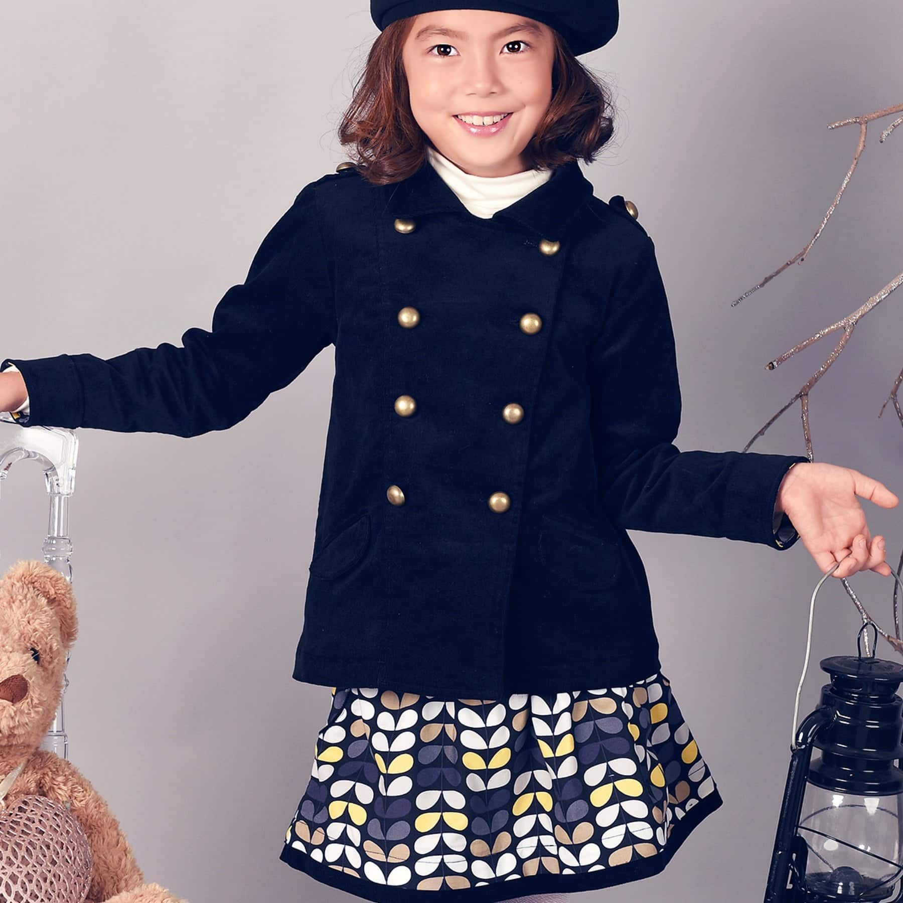 Double-breasted jacket in black velvet for girls from the children's fashion brand La Faute à Voltaire