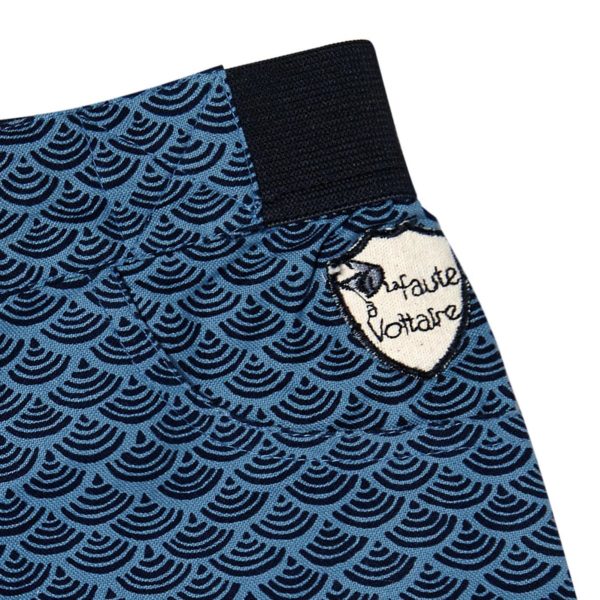 Short bermuda en coton imprimé écailles bleu marine avec poches cargo et taille élastique pour garçons de 2 à 14 ans