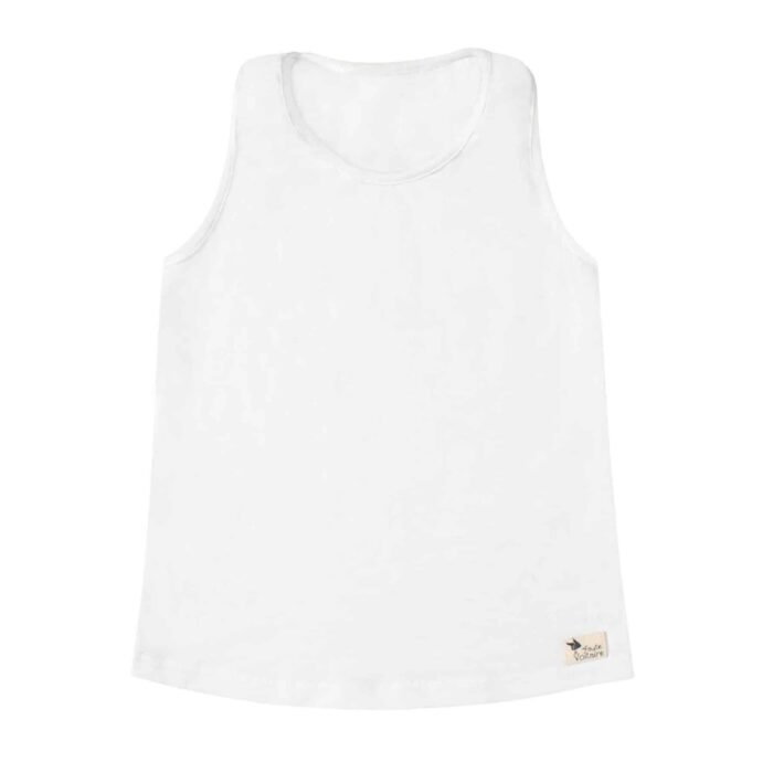 Sleeveless T-shirt in white cotton for boys from 2 to 14 years old