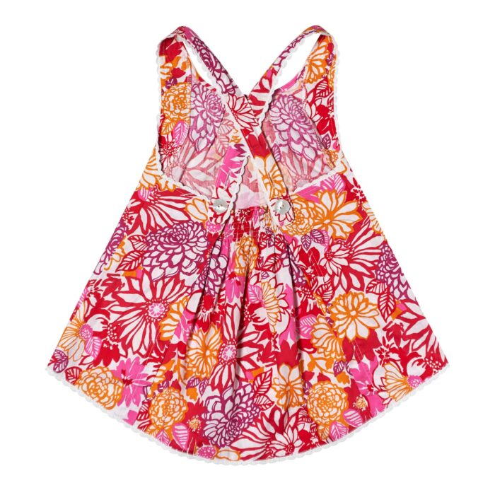 Pretty pink and yellow floral blouse with lace straps from the children's fashion brand LA FAUTE A VOLTAIRE
