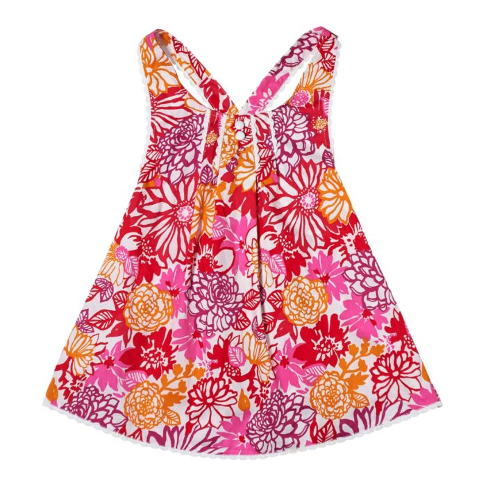 Pretty pink and yellow floral blouse with lace straps from the children's fashion brand LA FAUTE A VOLTAIRE