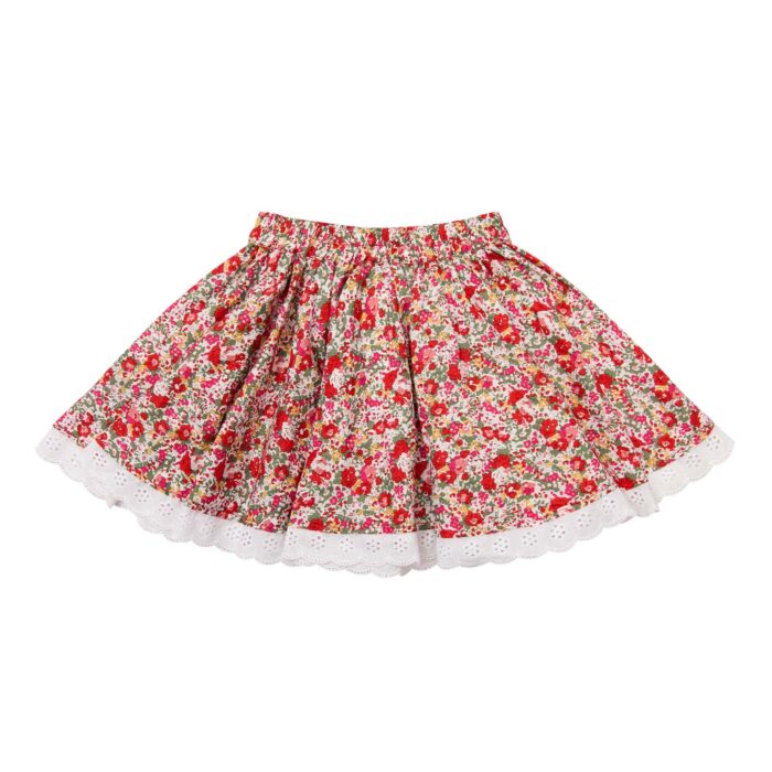 Skirt that turns girl | red liberty flowery | CANCAN – Image 4