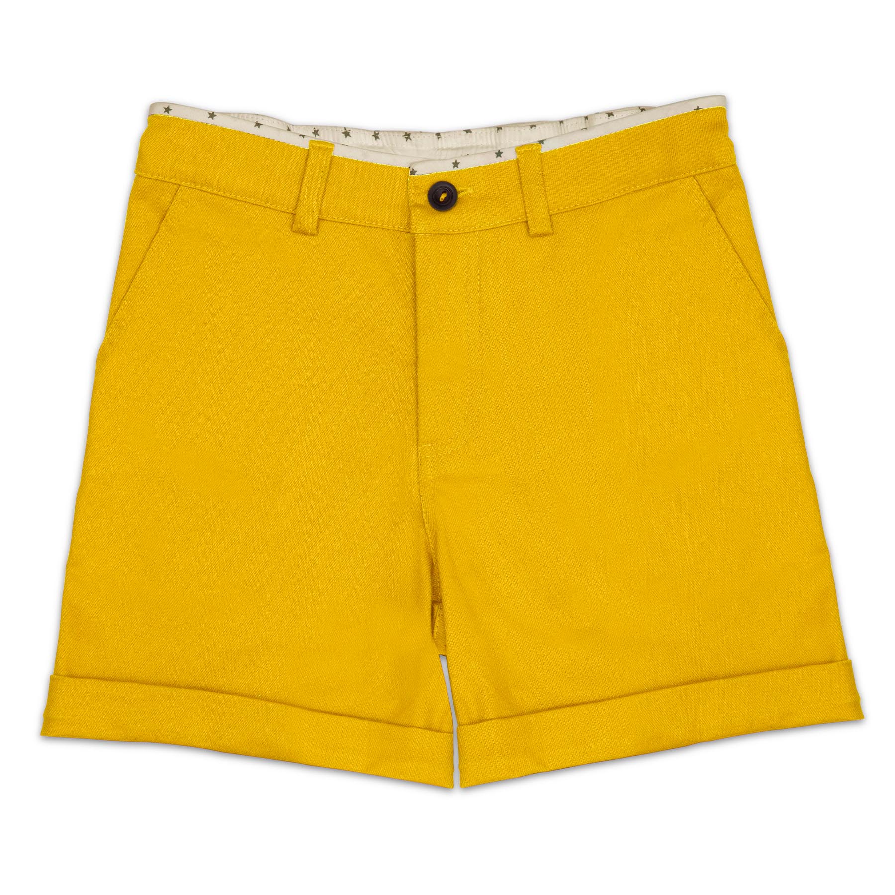 Bermuda avec revers été en coton jaune pour garçons de la marque de mode pour enfants La Faute à Voltaire