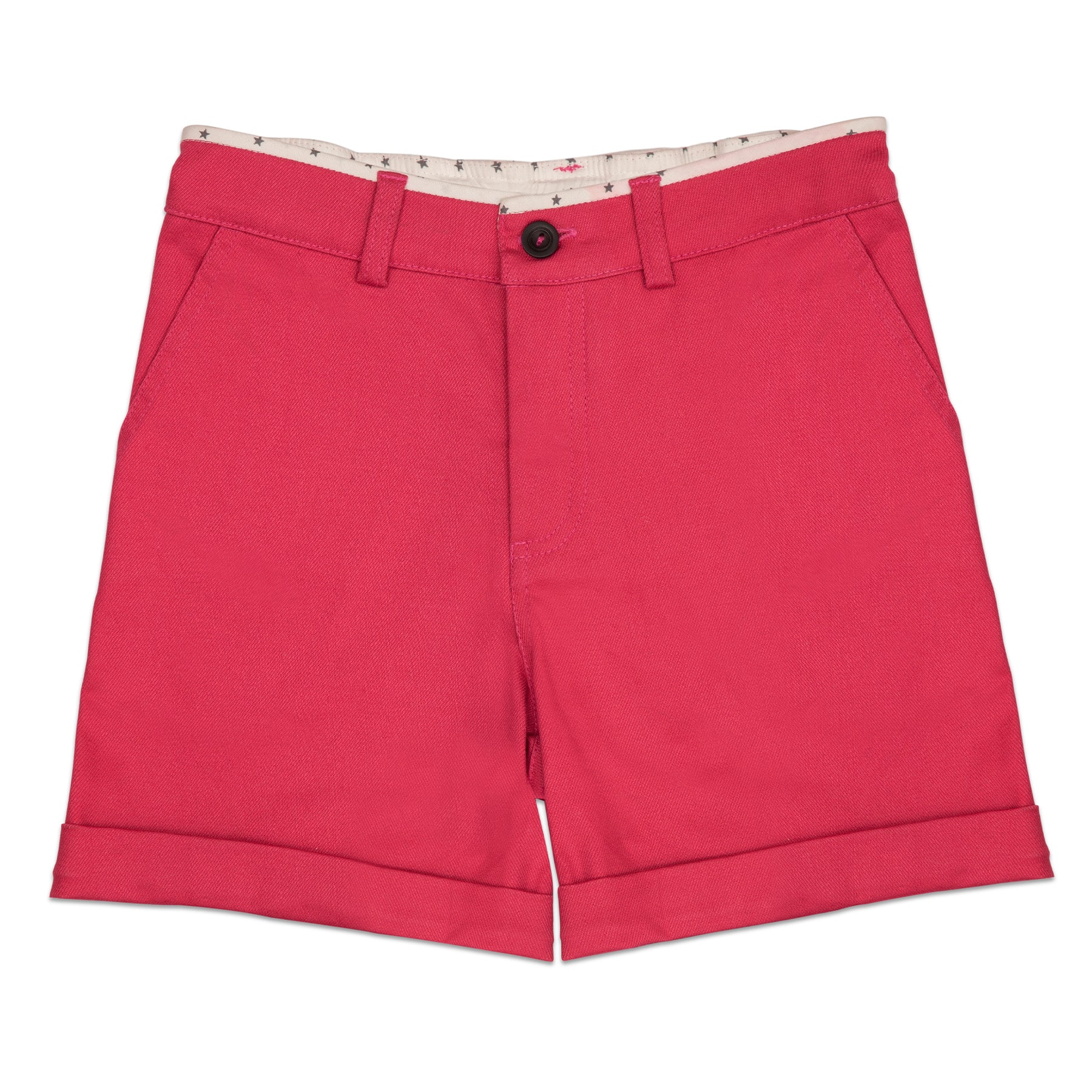 Cherry red cotton summer cuff shorts for boys by the children's fashion brand La Faute à Voltaire