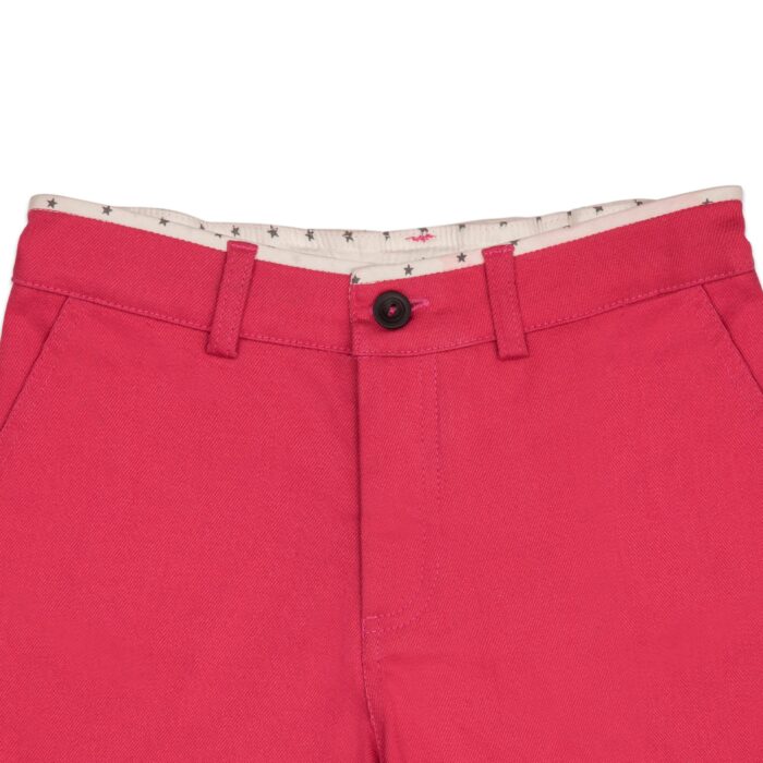 Bermuda avec revers été en coton rouge rose cerise pour garçons de la marque de mode pour enfants La Faute à Voltaire