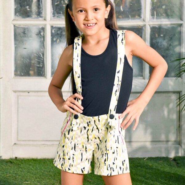 Nice yellow, grey and black cotton shorts for girls from the children's fashion brand LA FAUTE A VOLTAIRE