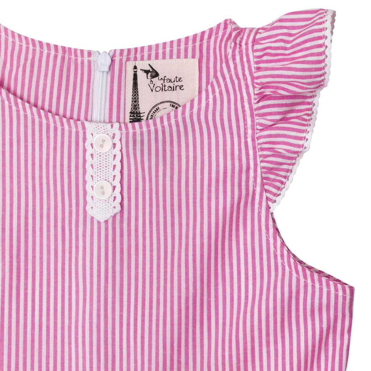 Fashion Kids Girls Summer Sweet Flounce manches Stripe Jupe rose princesse robe 