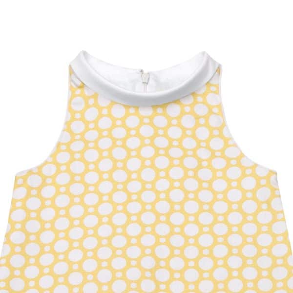Robe trapèze été en coton graphique jaune et blanc avec poches pour filles de 2 à 14 ans