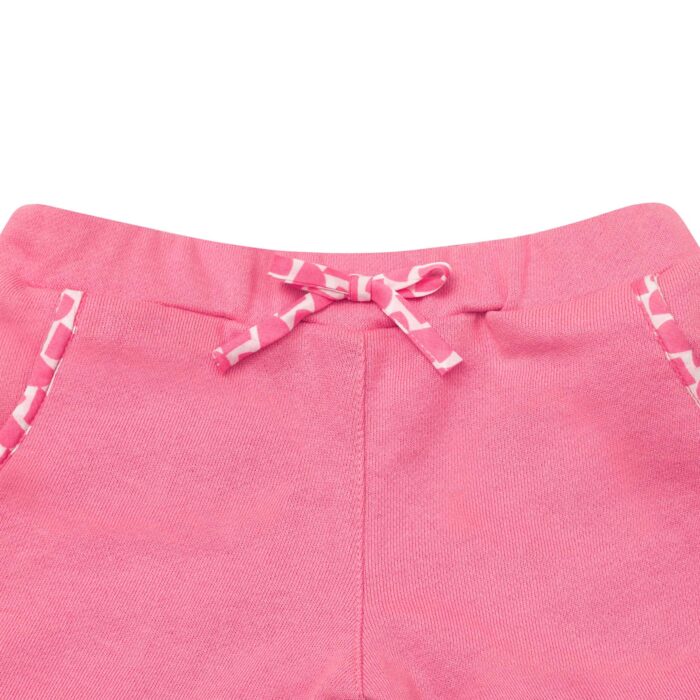 Short en coton rose avec taille élastique et poches pour filles de 2 à 12 ans