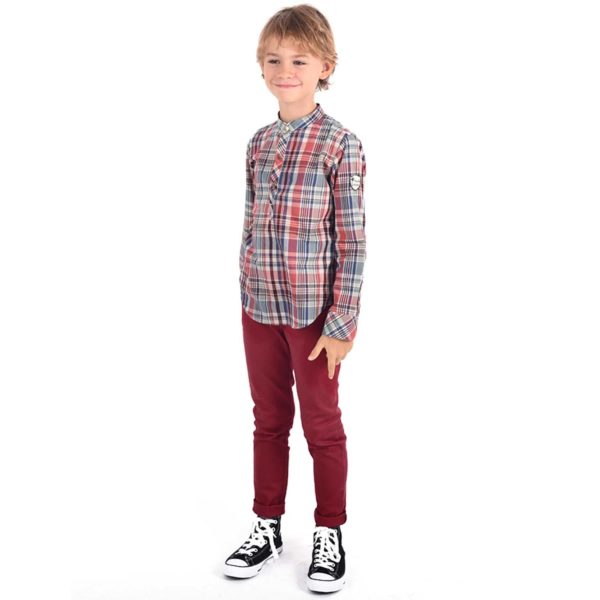 Pantalon bordeaux coupe slim fit pour garçon de la marque de mode pour enfant en commerce équitable LA FAUTE A VOLTAIRE.