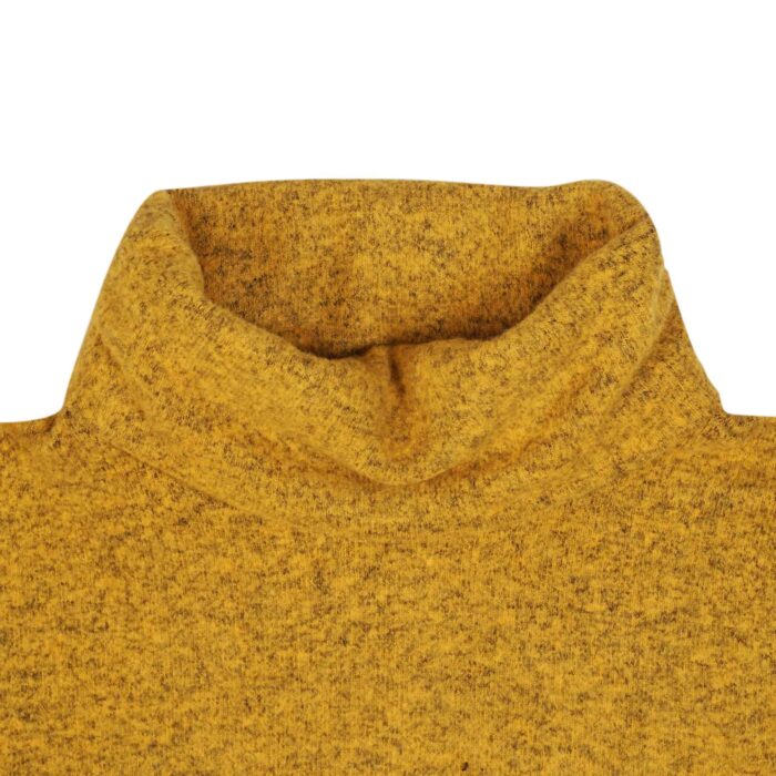 Sous-pull à col roulé jaune moutarde en coton lainé chiné de la marque créateur française LA FAUTE A VOLTAIRE