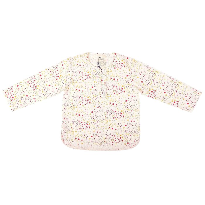 Nice white cotton shirt with yellow and red stars for boys. Shirt from the fashion brand for children and teenagers LA FAUTE A VOLTAIRE.