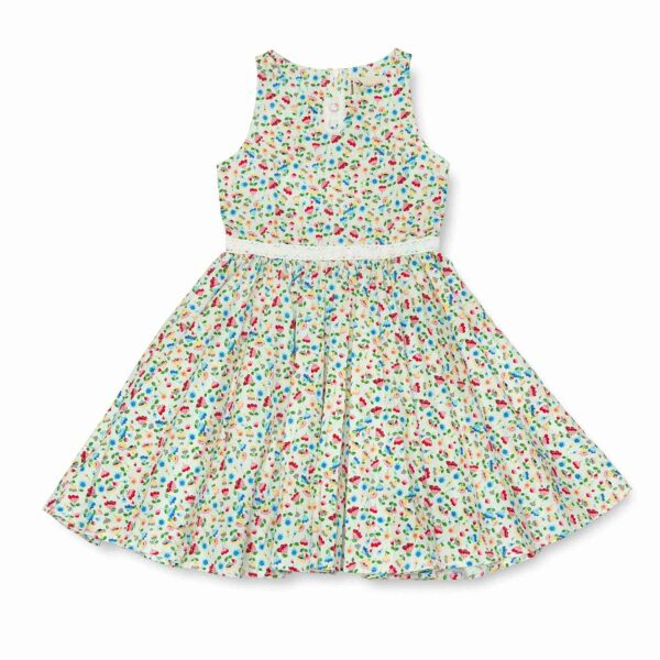Pretty dress that turns summer in flowery cotton liberty multicolor for girls. Dress model HEPBURN of the fashion brand for children and teenagers LA FAUTE A VOLTAIRE.