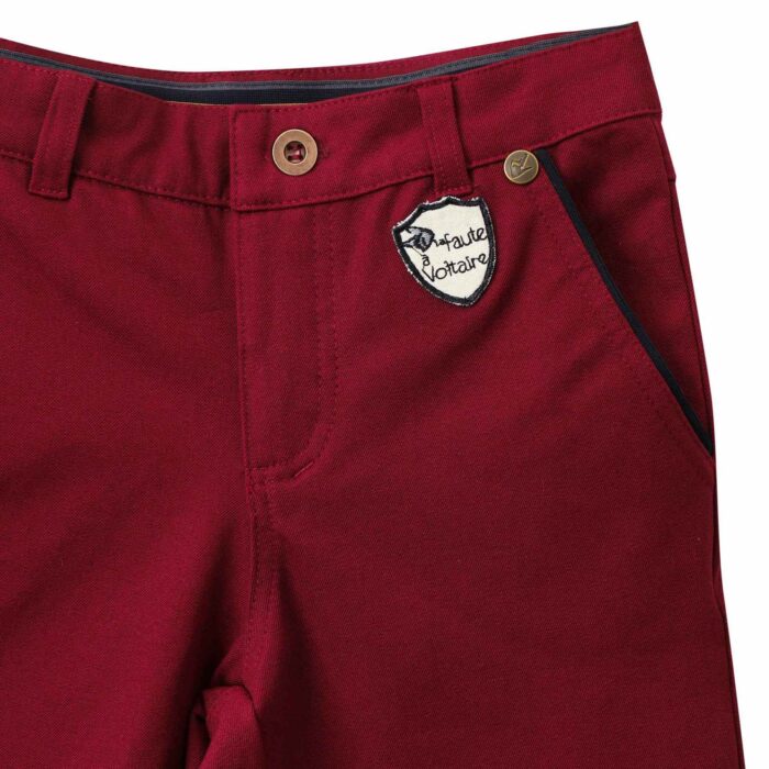 Pantalon chino rouge bordeaux pour garçon de la marque de mode pour enfant La Faute à Voltaire