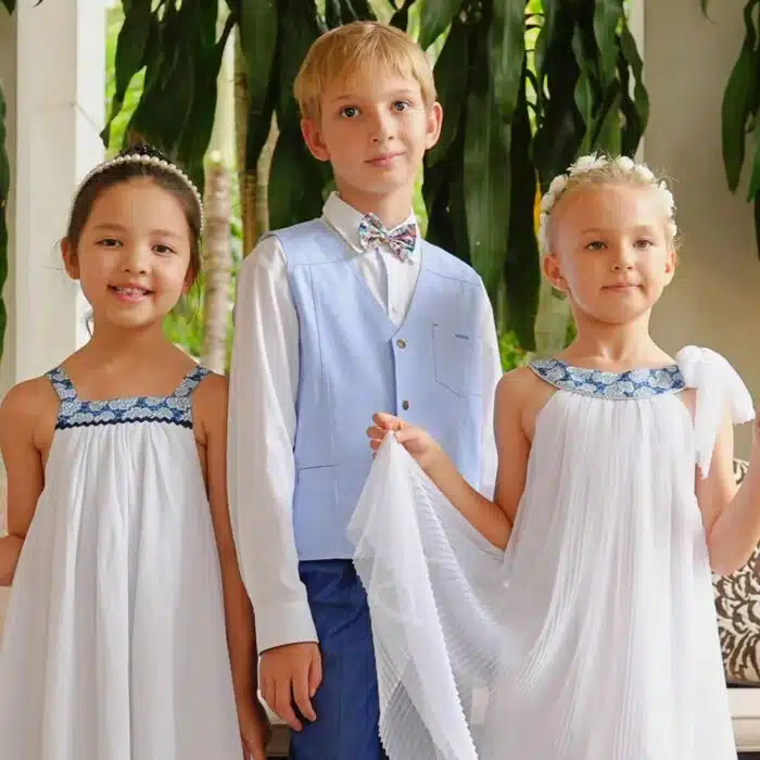 Elégant gilet de costume sans manche pour les cérémonies, en coton bleu clair pour garçons et ados de 2 à 16 ans de la marque de mode pour enfants La Faute à Voltaire