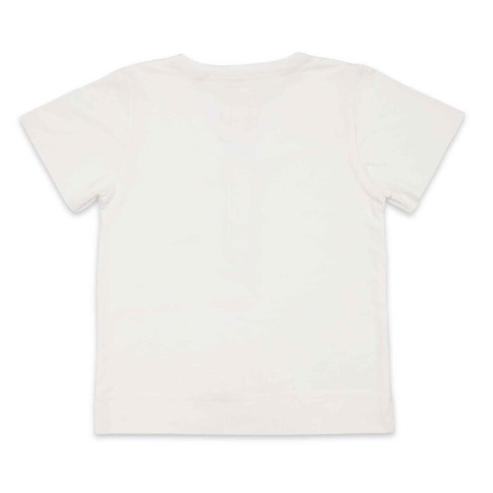 Eté comme hiver, on craque pour cet indispensable t-shirt à col v et manches courtes en coton jersey blanc pour garçons de la marque de mode pour enfants La Faute à Voltaire