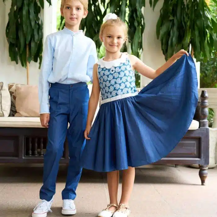 Pantalon à pinces de costume en coton bleu marine garçons pour mariage de la marque de mode pour enfants LA FAUTE A VOLTAIRE