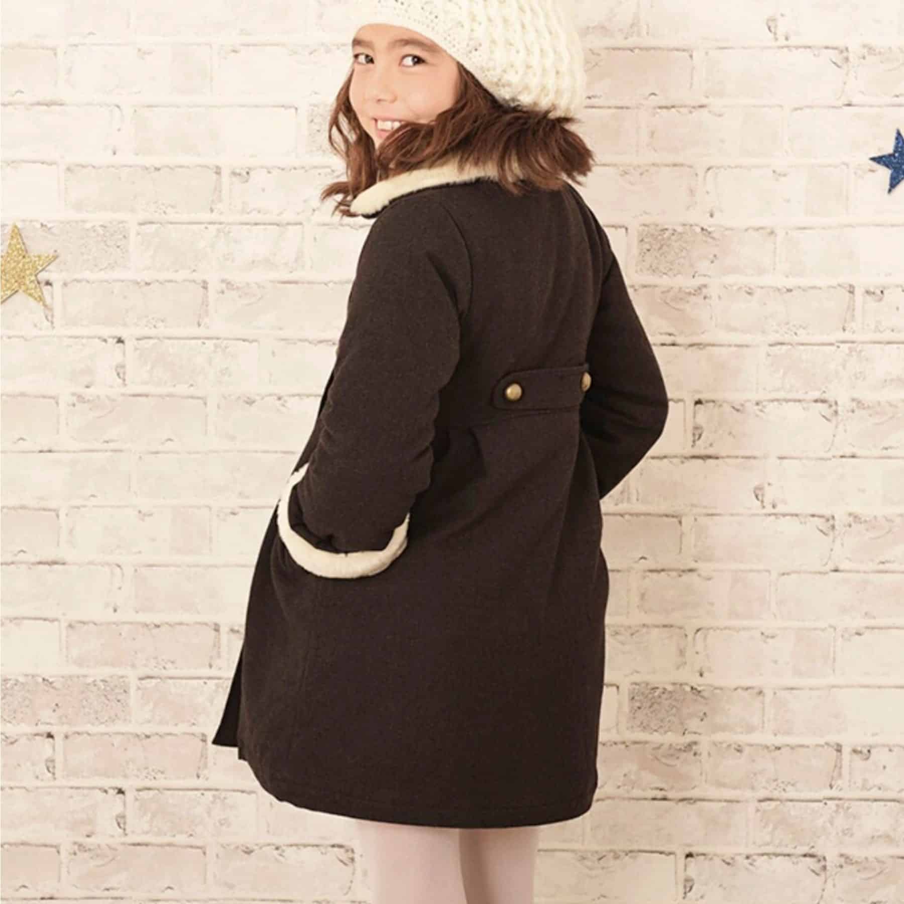 Magnifique Manteau en Laine Marron et Col Fausse Fourrure Beige pour petite Fille de la marque de Mode pour Enfant La Faute à Voltaire