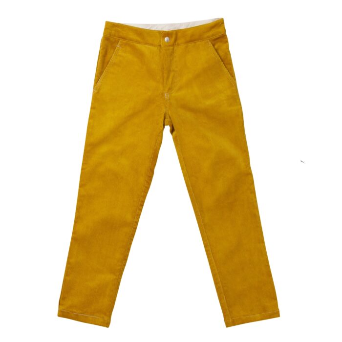 eau Pantalon en Velours Jaune pour Garçon. Coupe Chino avec poches raglan de la marque de mode Française lBeau Pantalon en Velours Jaune pour Garçon. Coupe Chino avec poches raglan de la marque de mode Française l