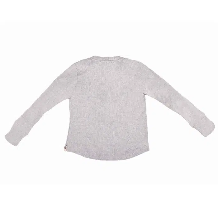 Confortable tee-shirt en coton gris à manches longues pour l'intersaison avec col rond et boutons pressions pour garçons de 2 à 12 ans de la marque de mode pour enfants La Faute à Voltaire