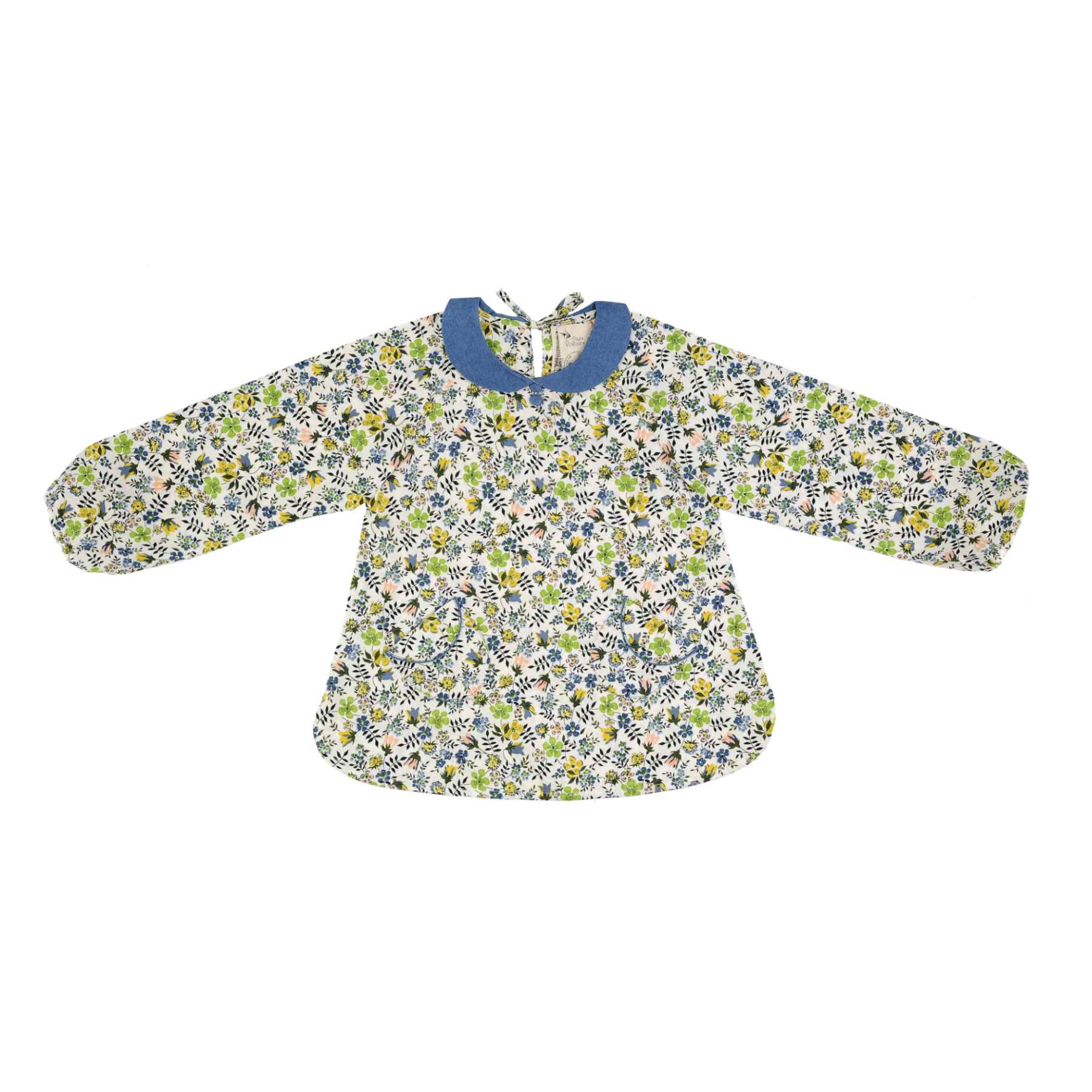 Craquez pour cette Jolie Blouse Jaune Fleurie Liberty pour Fille de 2 à 16 ans avec Col Claudine en coton Denim de la Marque de Mode Chic et Tendance La Faute à Voltaire