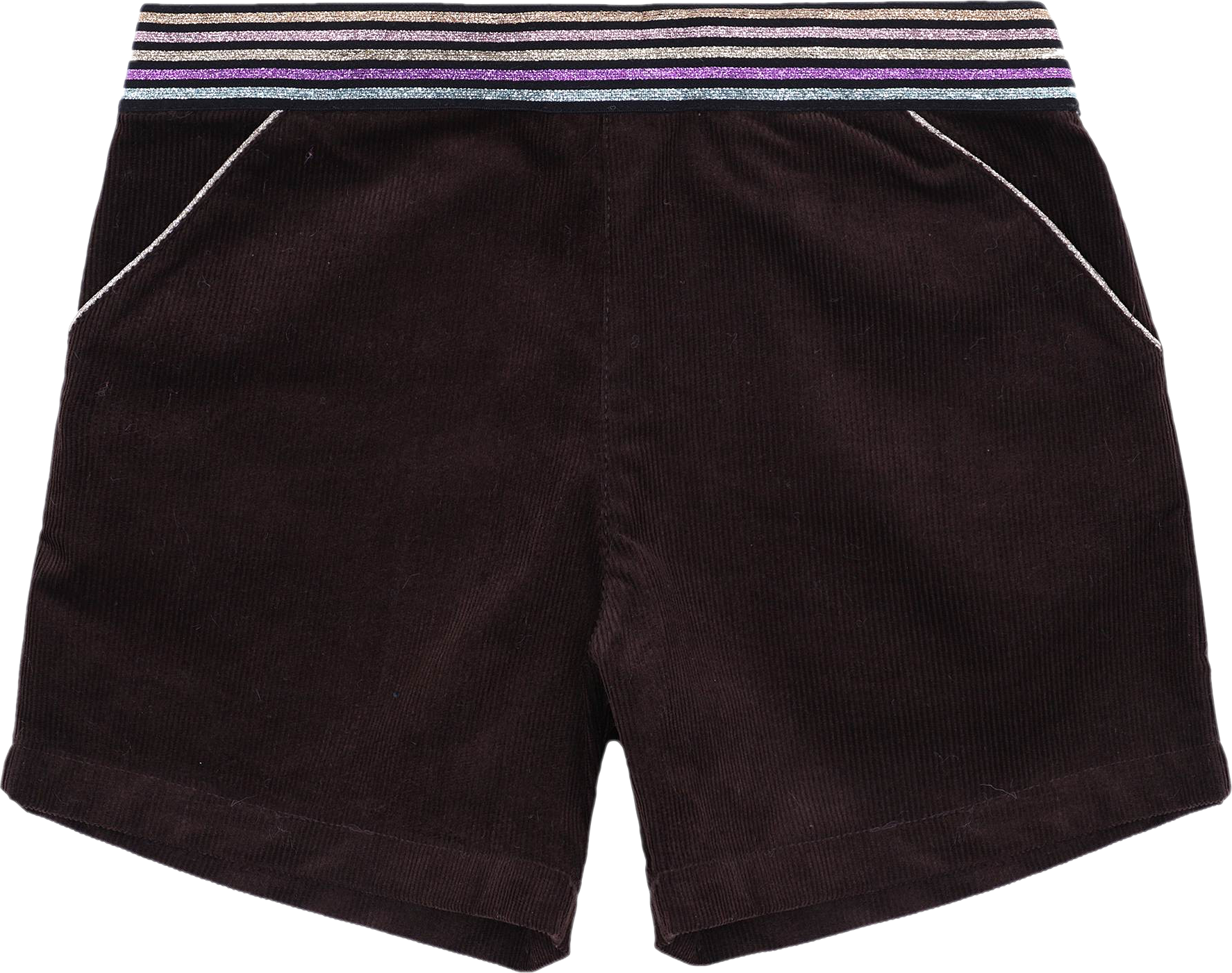 Magnifique ensemble d'Hiver pour Filles, un Pull Col Roulé en Coton Beige Manches Longues , avec un Short Glamour en Velours Marron Chocolat et une Ceinture à Paillettes Multicolores. Collection Automne Hiver de la Marque de Mode pour Enfants LA FAUTE A VOLTAIRE.