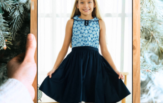 Un Noël Tendance en Bleu avec de Magnifique Robe de Fête et de Soirée Bleu pour toutes les Filles, Fillettes et Ados de 2 à 16 ans. Marque de Mode Française en Commerce Équitable La Faute à Voltaire.