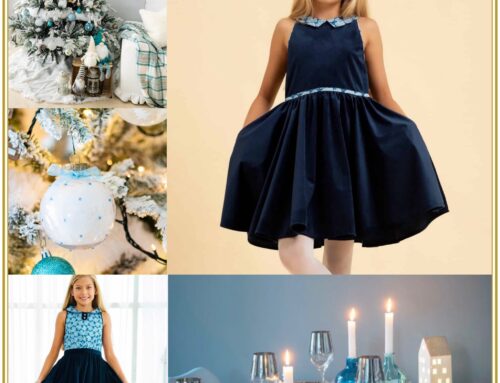 Un Noël féérique et chic en bleu : décoration et robes de Noël assorties