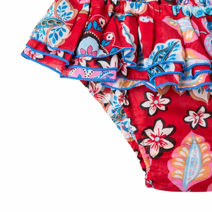 Nouveau Maillot de Bain Deux Pièces Été Fille en Coton Fleuri Style HawaÏ Couleur Rouge, Bleu Roi, Rose, Orange pour Filles, Fillettes et Ados de 2 à 16 ans de la Marque de Mode Française pour Enfant La Faute à Voltaire/ C'est la faute à Voltaire.