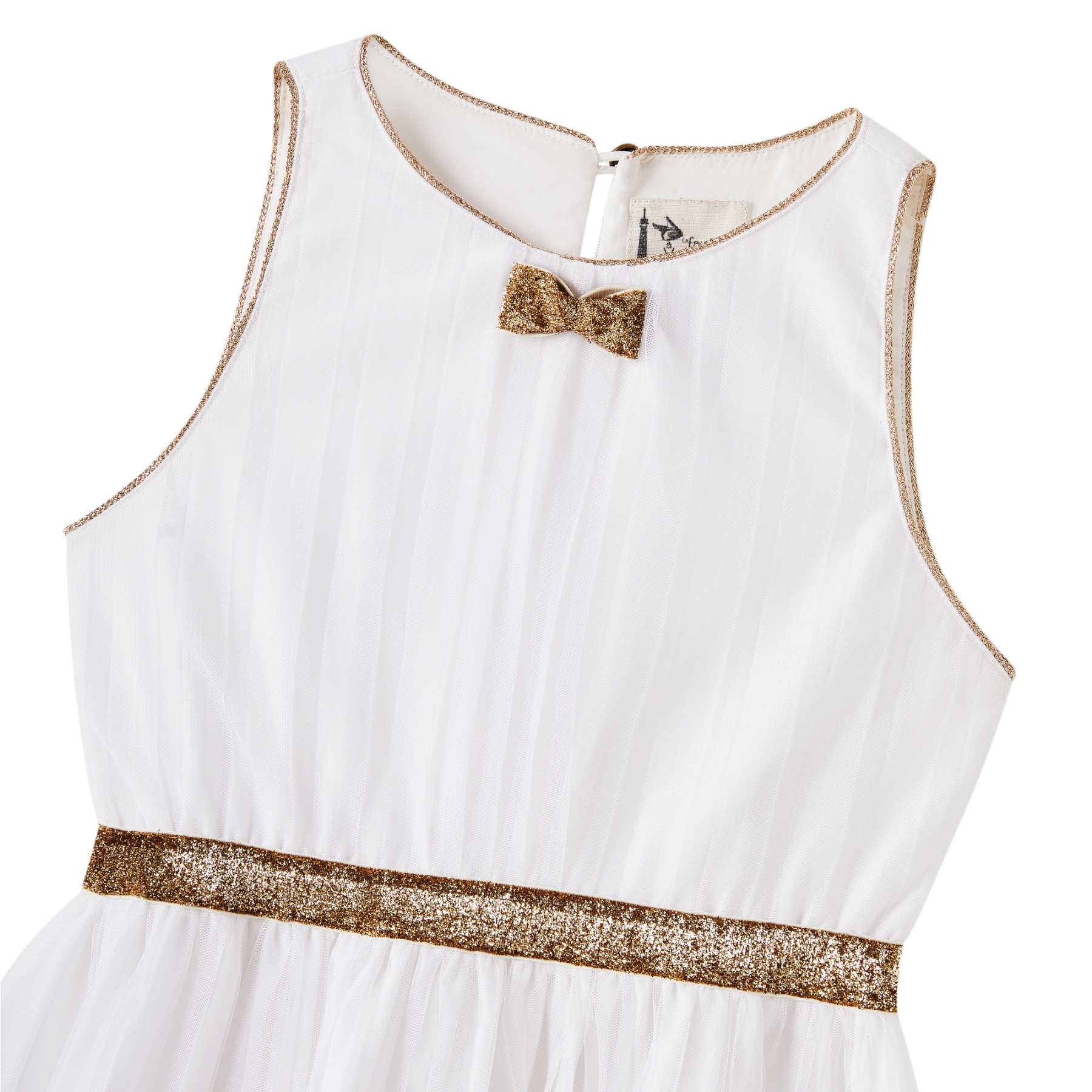 Robe Cérémonie Fille Blanche et Or Longue | HEPBURN – Image 4