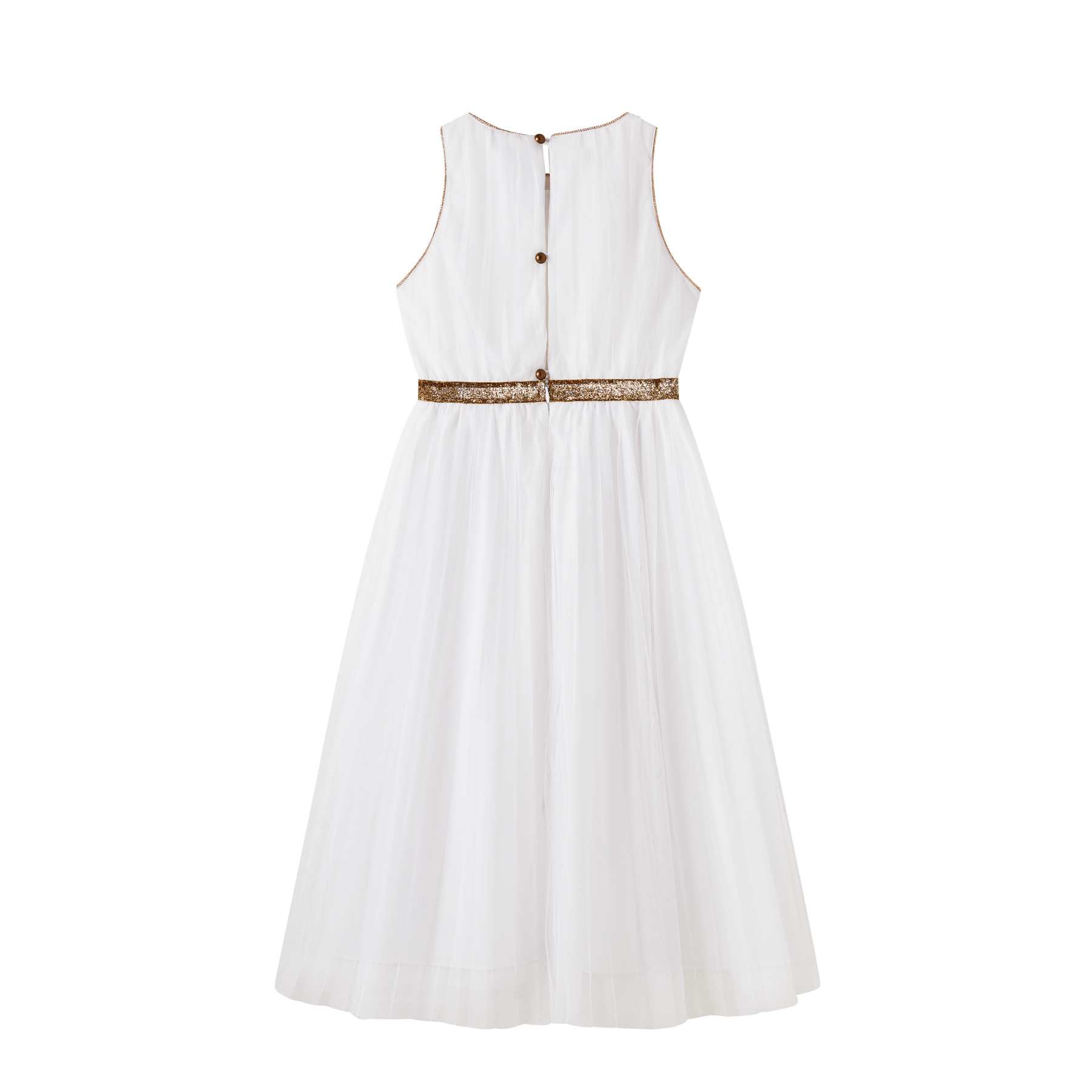Robe Cérémonie Fille Blanche et Or Longue | HEPBURN – Image 5